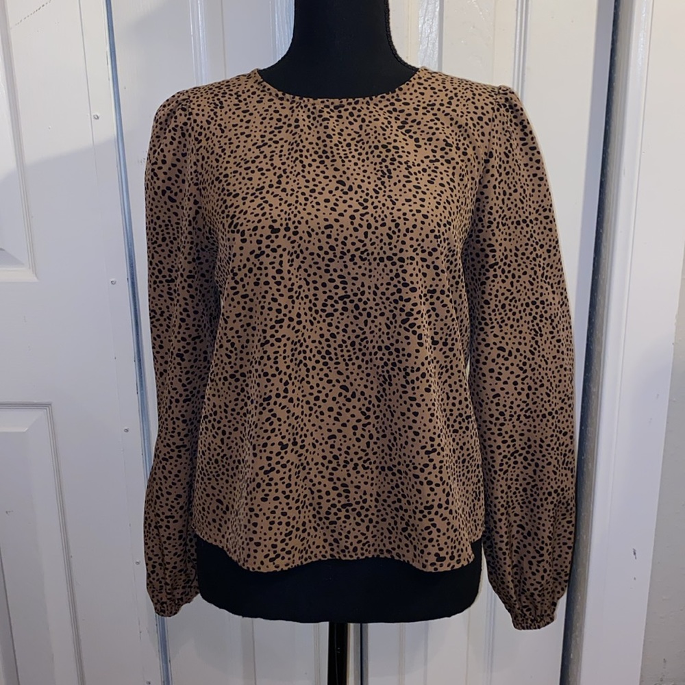 Clasi Dalmatian Print Lantern Sleeve Top | small